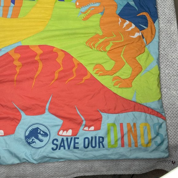 Jurassic World Save Our Dinos Bedding Comforter Blue Green Toddler Bed Blanket - Picture 5 of 11